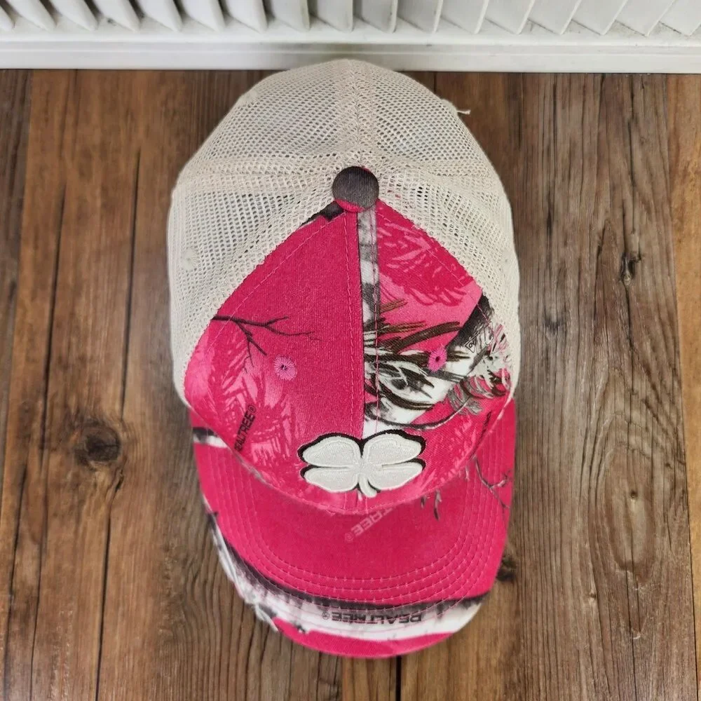 Black Clover Live Lucky Realtree Trucker Hat Pink Woods Snapback Mesh Womens Cap